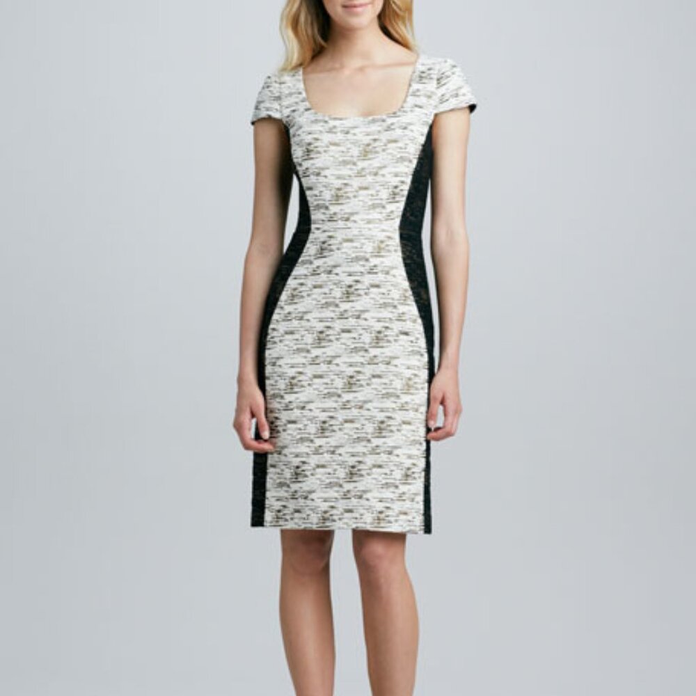 Troubadour Newbury Colorblocked Sheath Dress Size 6 Ivory Black